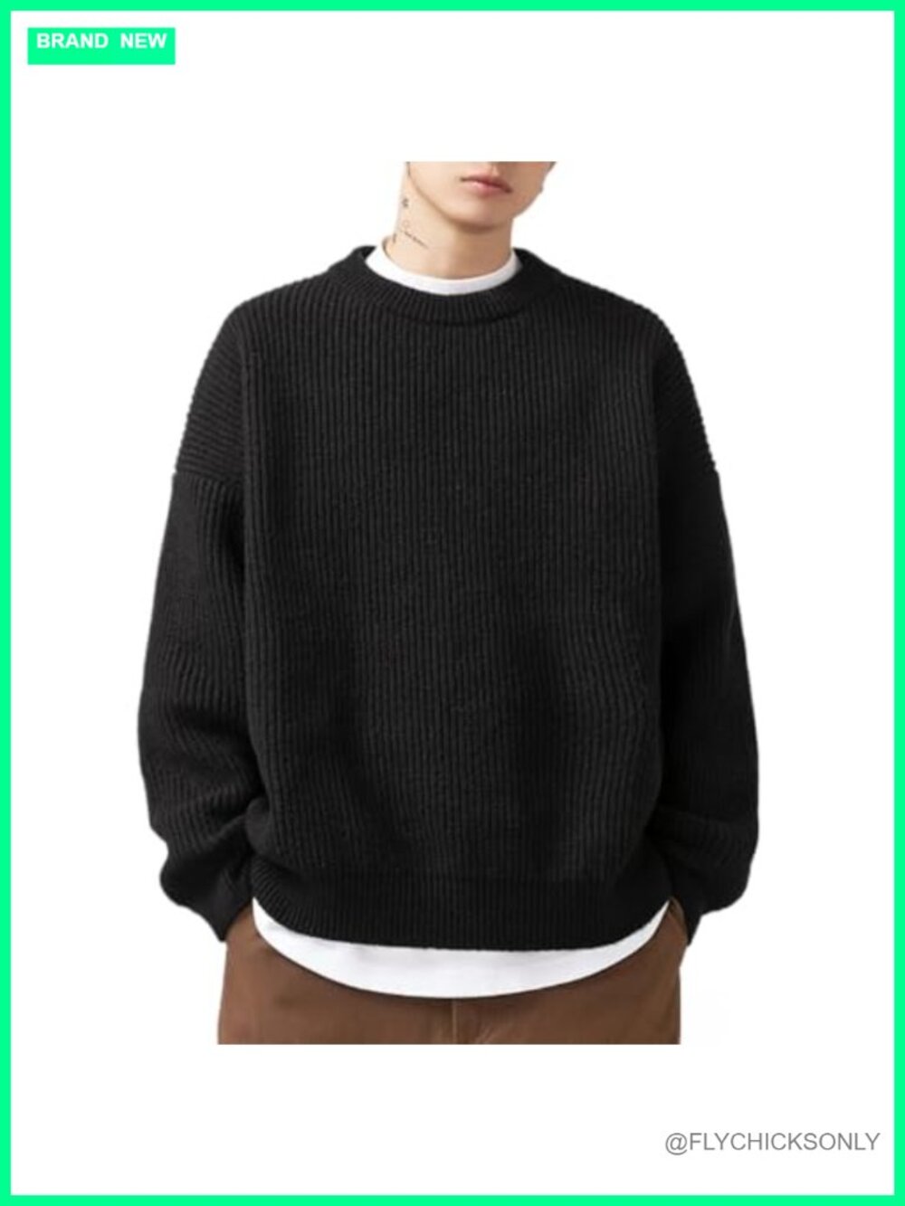 POHADON Men's Vintage Grandpa Sweater Crewneck Knitted Pullover Streetwear